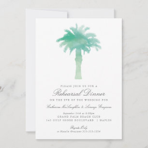 Serene Palm Tree Watercolor   Hochzeitsfeier Probe Einladung