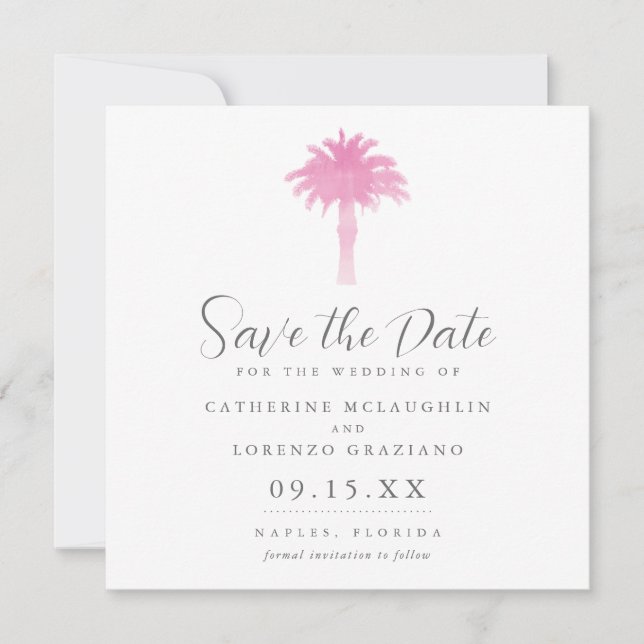 Serene Palm Tree Watercolor | SAVE THE DATE (Vorderseite)