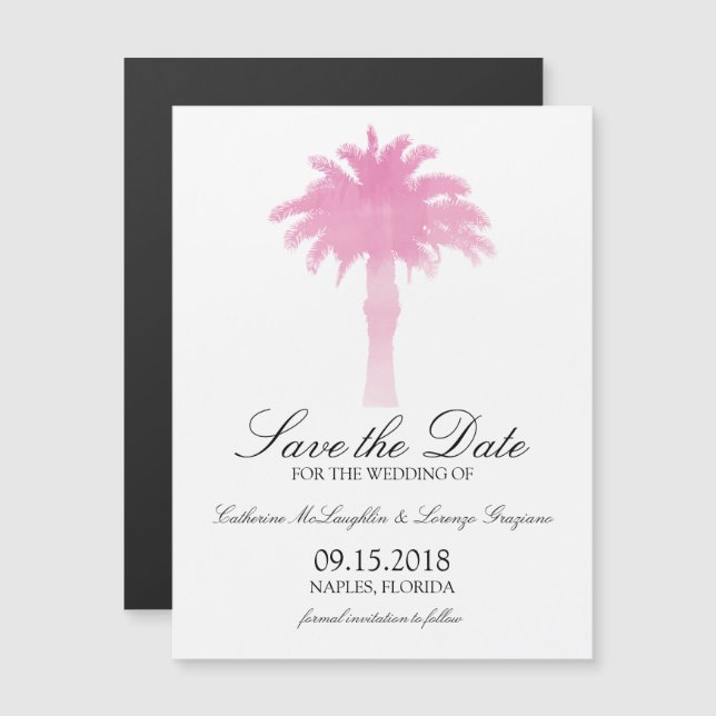Serene Palm Tree Watercolor | SAVE THE DATE Magneteinladung (Vorne/Hinten)