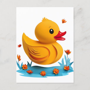 Serene Papercut Rubber Duck Postcard Postkarte