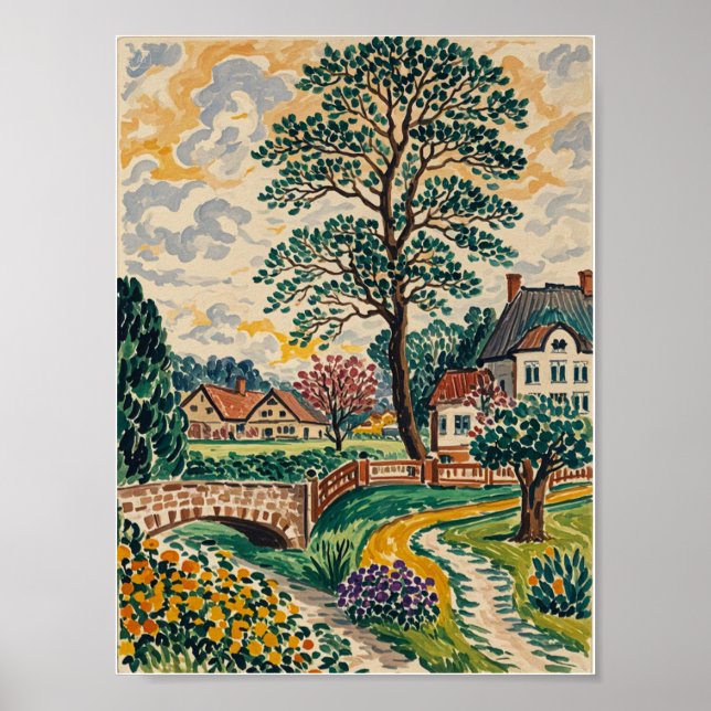 Serene Park Szene im Frühjahr Poster (Vorne)