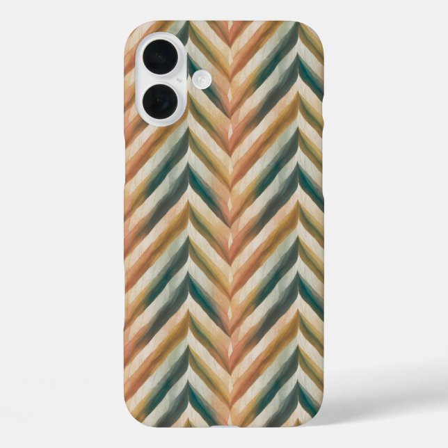 "Serene Pastel Zickzack Flow" iPhone 16 Plus Hülle (Rückseite)
