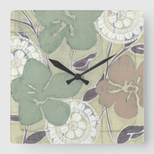 Serene Pastels II Quadratische Wanduhr