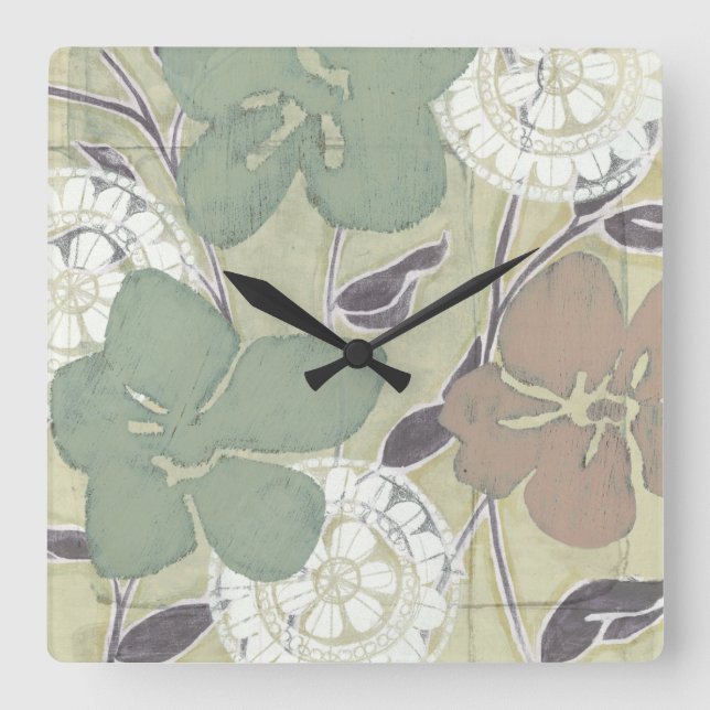 Serene Pastels II Quadratische Wanduhr (Vorderseite)