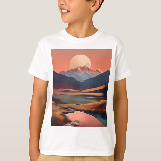 Serene Peaks: Ein Minimalistischer T - Shirt in de (Vorderseite)