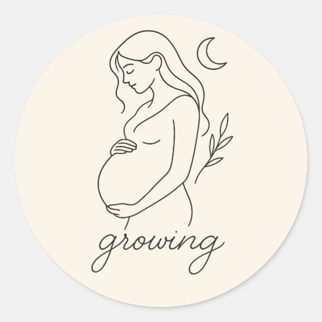 Serene Pregnancy Line Art Minimalistisch Sticker (Vorderseite)