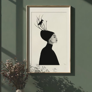 Serene-Profil: Raven & Branches Fashion Portrait Poster