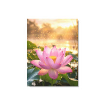 Serene Rosa Lotusblume Golden Hour Leinwandwand A