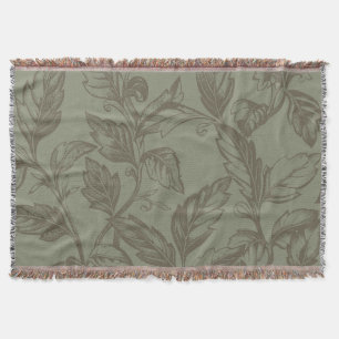Serene Sage Green Fettformatige Botanische Anwei Decke