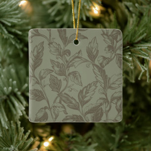 Serene Sage Green Fettformatige Botanische Anwei Keramikornament