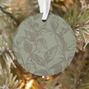 Serene Sage Green Fettformatige Botanische Anwei Ornament