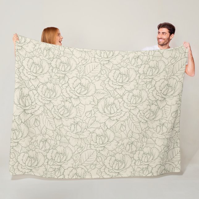 Serene Sage Green | Vintage Blossom Rose Fleecedecke (Beispiel)
