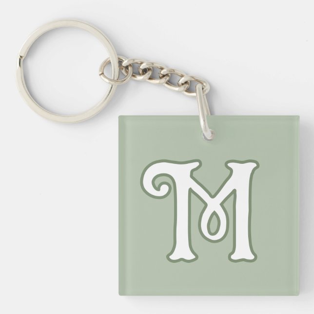 Serene Sage Monogram Schlüsselanhänger (Vorderseite)