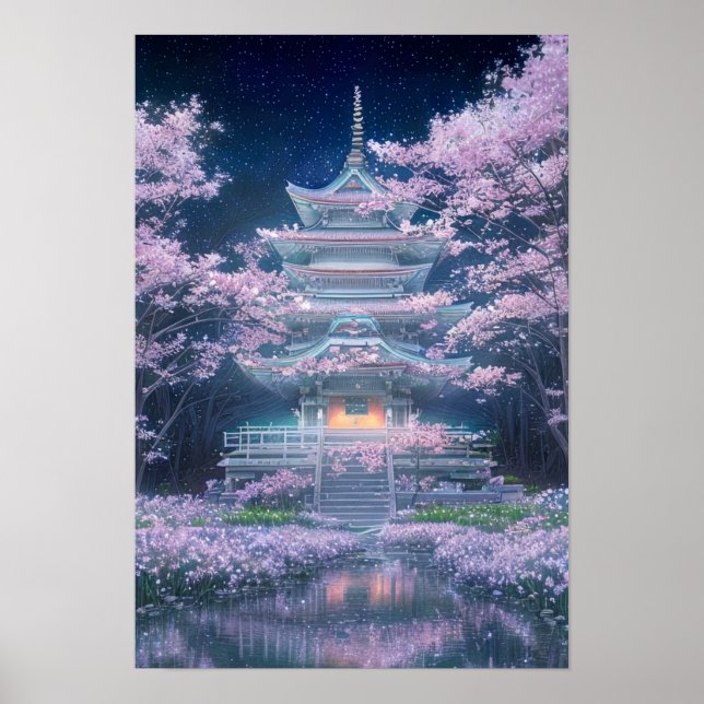Serene Sakura Temple Poster (Vorne)