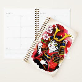 Serene Samurai Cat Cherry For Organization & Goal  Planer