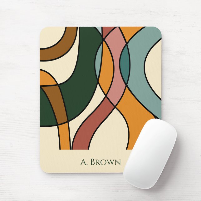 Serene Savanna Gentle Abstract Earthy Monogram  Mousepad (Mit Mouse)