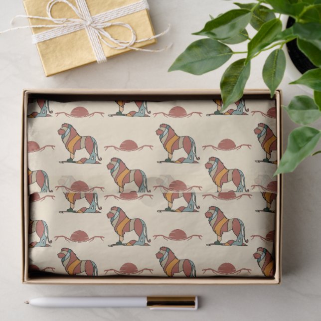 Serene Savanna Kind Lion Abstract Pattern Seidenpapier (Geschenk)