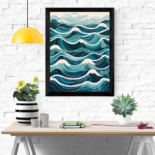 Serene Sea: Eine Aquarellwove-Illustration Poster