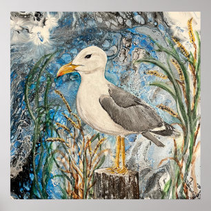 Serene Seagull Print Poster