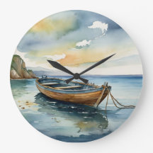 Serene Seascape: Wasserfarbene Bootuhr