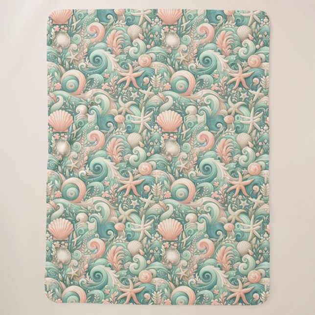 Serene Seashore Wirbel: PastellOcean Whispers Sherpadecke (Vorderseite)