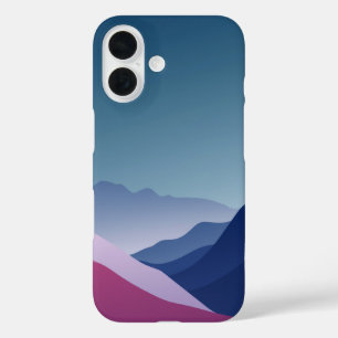 Serene Serenity: Eine Minimalistische Bergwelt iPhone 16 Hülle