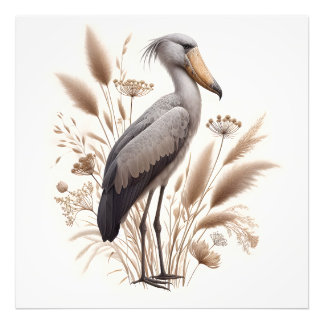 Serene Shoebill Stork in Soft Light Bush Fotodruck
