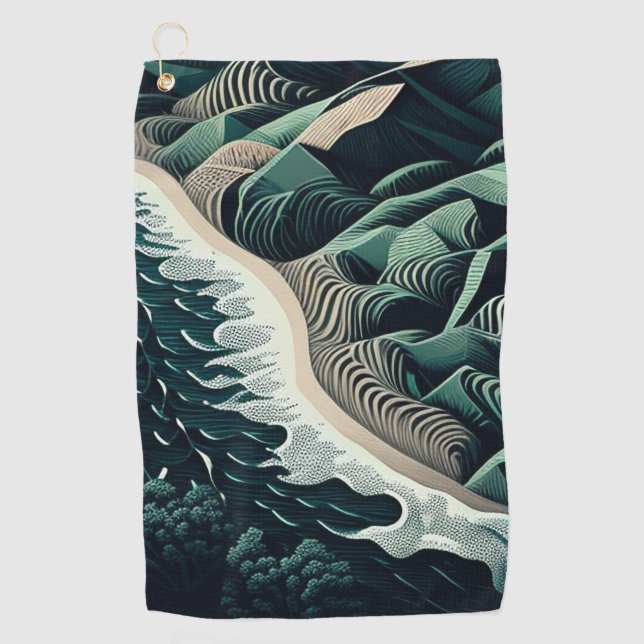 Serene Shores Golfhandtuch (Vorderseite)