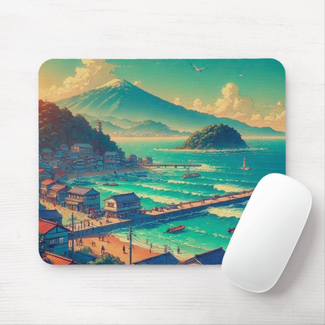 Serene Shores of Fuji Mousepad (Mit Mouse)