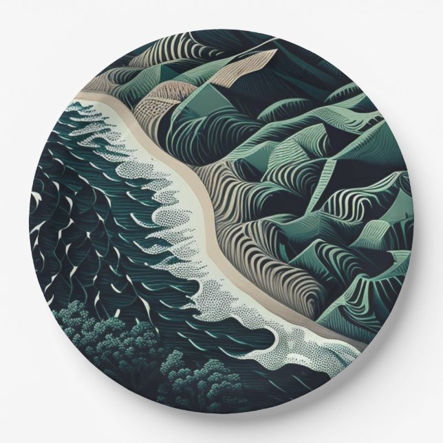 Serene Shores Pappteller (Vorderseite)