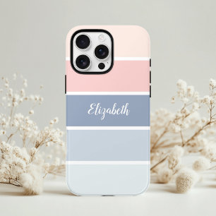 Serene Skies Dusty Blue Blush Stripes Personalisie Case-Mate iPhone Hülle