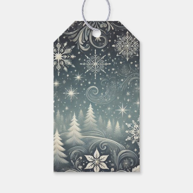 Serene Snowy Forest - Étiquettes cadeaux (Devant)