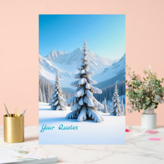 Serene Snowy Mountain Landscape & Winter Pine Tree