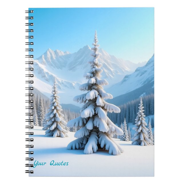Serene Snowy Mountain Landscape & Winter Pine Tree Notizblock (Vorderseite)