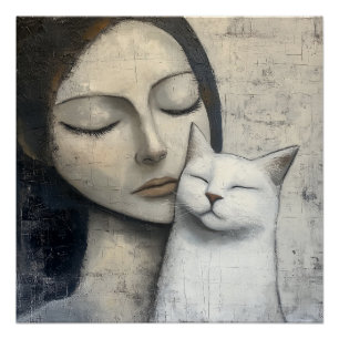 Serene Snuggle - Poster chat et femme