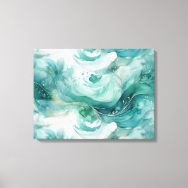 Serene Splash: Abstrakte Wasserfarbe in Aquamarin  Leinwanddruck