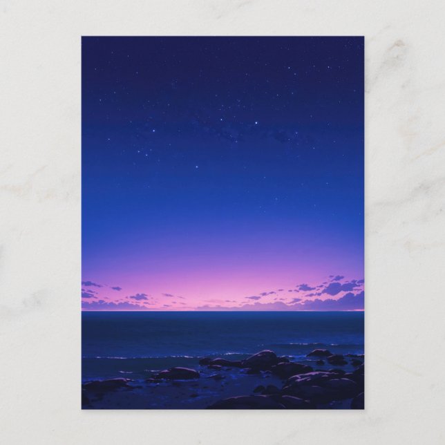 Serene Starry Night Sea Horizon Postkarte (Vorderseite)