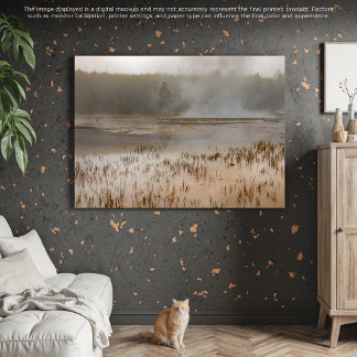 Serene Steam: Eine Friedliche Yellowstone-Szene Leinwanddruck