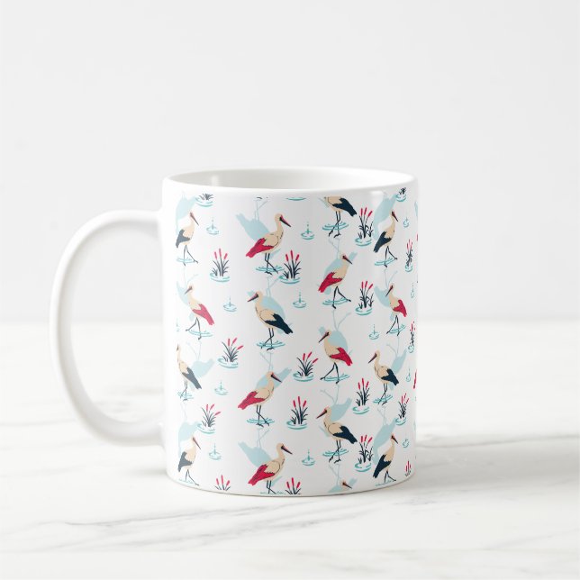 Serene Stork Sanctuary - Eleganter Teich Szene Kaffeetasse (Links)