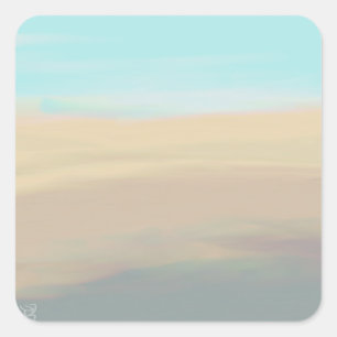 Serene Strand und Wasseraufkleber Quadratischer Aufkleber