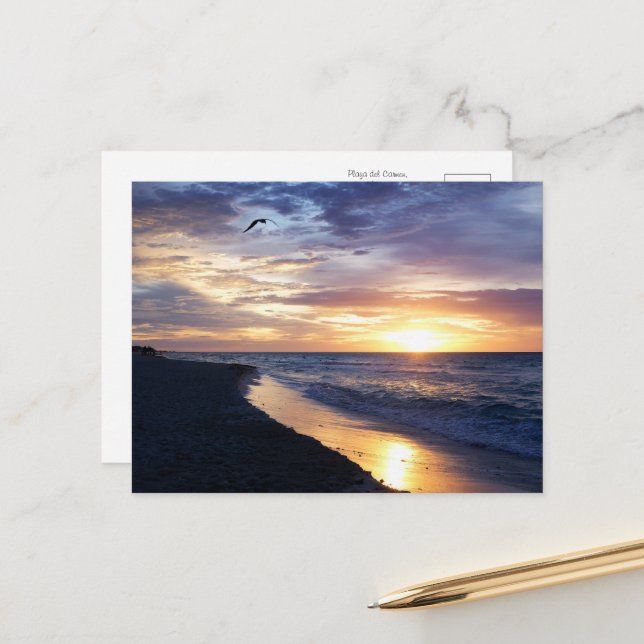 Serene Sunrise am mexikanischen Strand Postkarte (Vorderseite/Rückseite Beispiel)