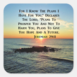 SERENE SUNRISE JEREMIAH 29:11 SCRIPTURE DESIGN QUADRATISCHER AUFKLEBER
