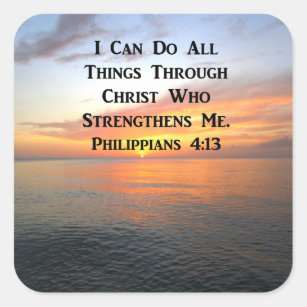 SERENE SUNRISE PHILIPPIANS 4:13 FOTO SCRIPTURE QUADRATISCHER AUFKLEBER