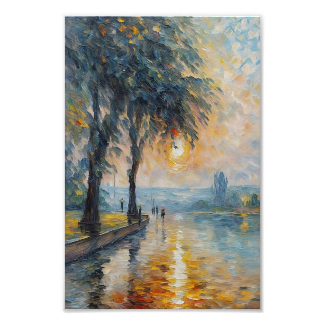 Serene Sunset by Water Impressionist Landschaft Ku Fotodruck (Vorne)