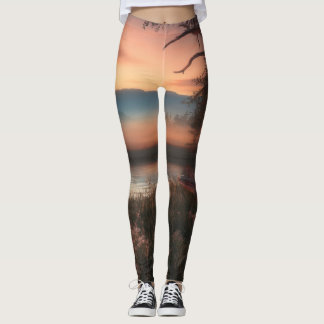 Serene Sunset Imprimer Leggings Haut-Taille - Natu