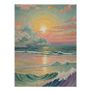 Serene Sunset on the Waves Poster