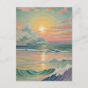 Serene Sunset on the Waves Postkarte