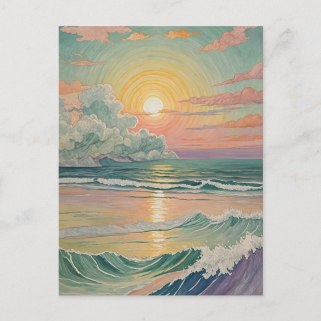 Serene Sunset on the Waves Postkarte (Vorderseite)