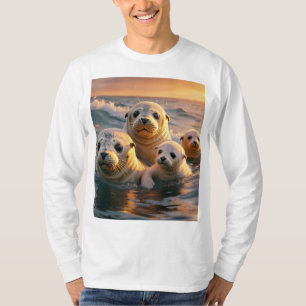 Serene Sunset Seals T-Shirt Design
