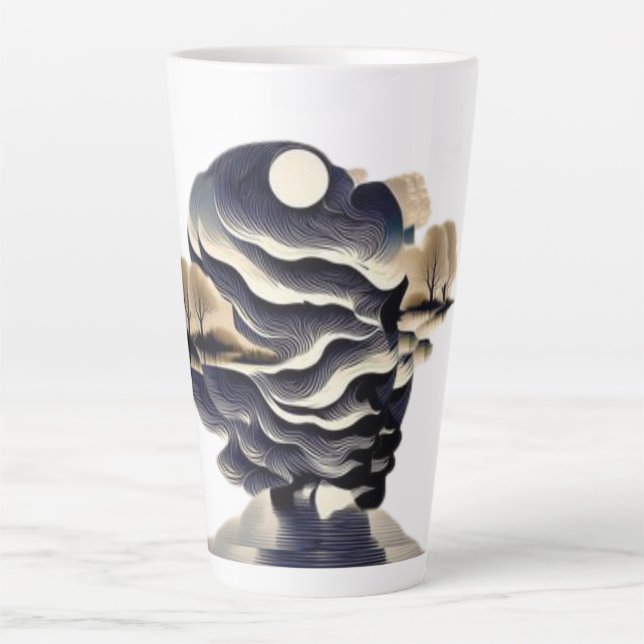 Serene Sunset Silhouette Latte Tasse Design (Vorderseite)